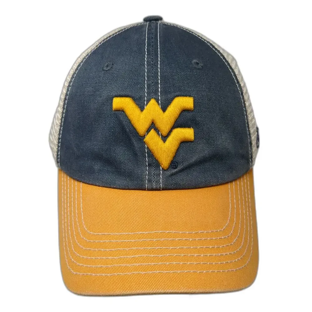 West Virginia Mountaineers NCAA Top of World Trucker Hat Blue Gold One Size Mesh